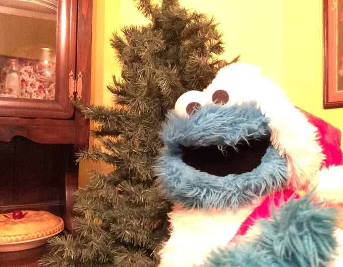 I will record a video holiday greeting from the Cookie Monster