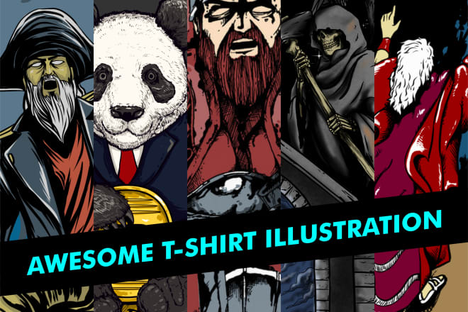 I will design an awesome t shirt illustration