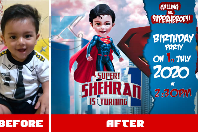 I will design your kid birthday invitation and card in any theme