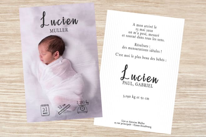 I will design a creative and lovely birth announcement card