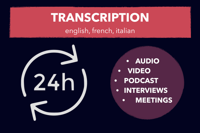 I will transcript audio or video files french italian english