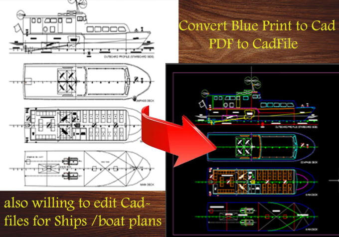 I will convert old blueprints or PDF to cadfile