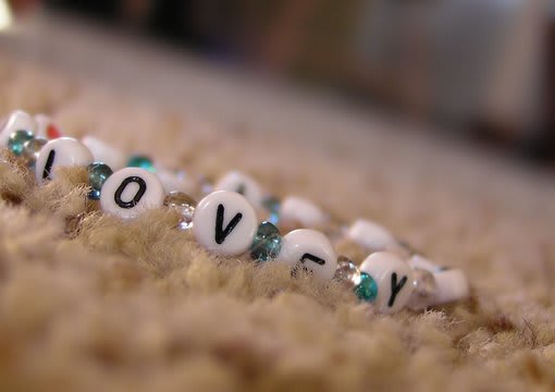 I will take a high res photo of any word using letter beads and send it to you