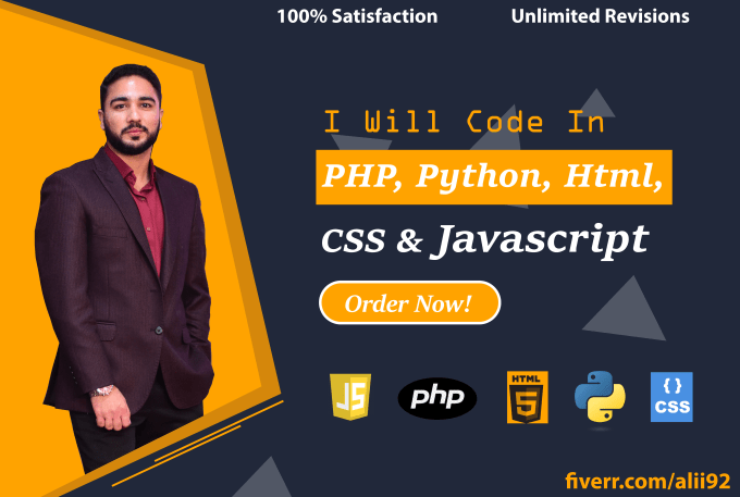 I will code in php, python, html, css and javascript