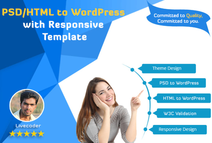 I will convert PSD html to wordpress with responsive template