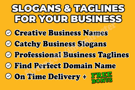 I will create 5 catchy and creative slogans or taglines or brand names