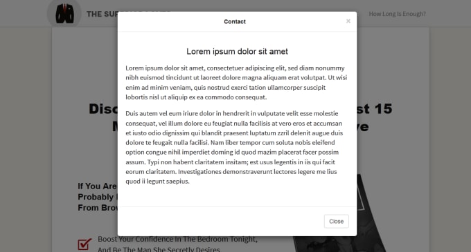 I will create beautiful pop up or modal content with effect