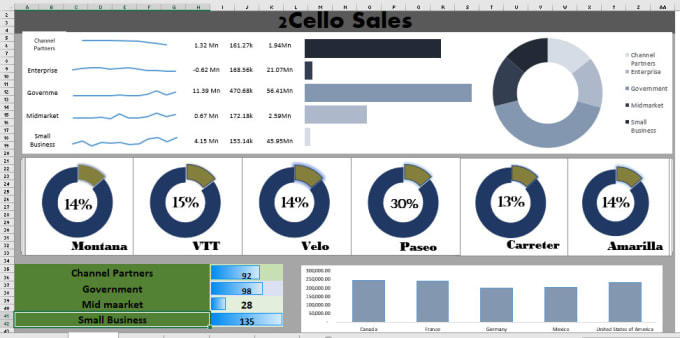 I will create excel dashboard, pivot, formulation for your business data