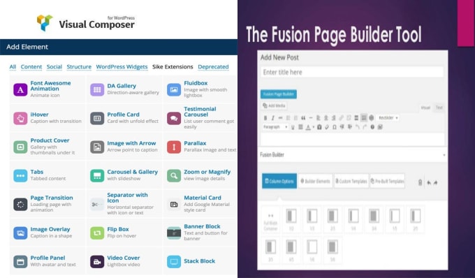 I will create wp page using visual composer or fusion page builder