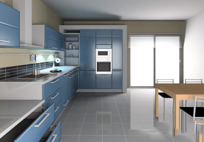 I will design 3d kitchen design