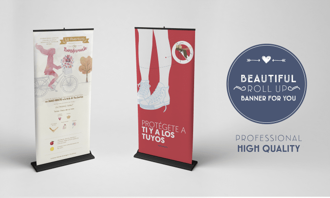 I will design a beautiful roll up banners or billboards for you