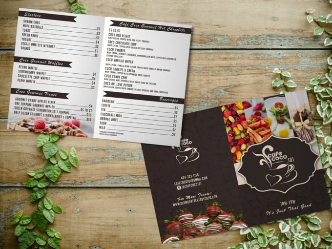I will design a menu for your cafe, shop or restaurant