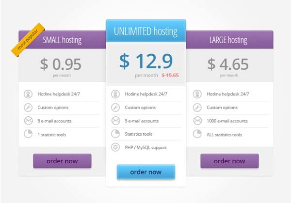 I will design a perfect pricing table for your website