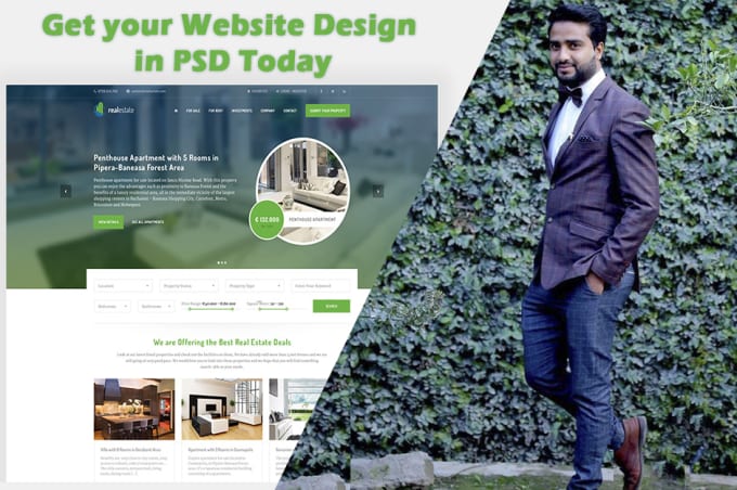 I will design a professional website template in PSD
