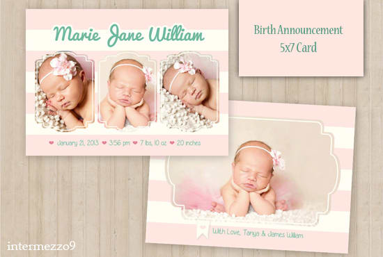 I will design birth announcement card