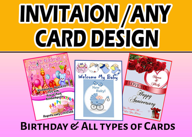 I will design birthday,wedding,party any event invitation cards