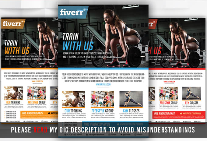 I will design gym, fitness, health flyers