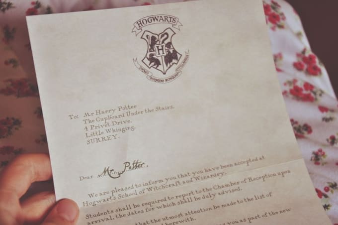 I will design hogwarts letter and ticket as seen in movie