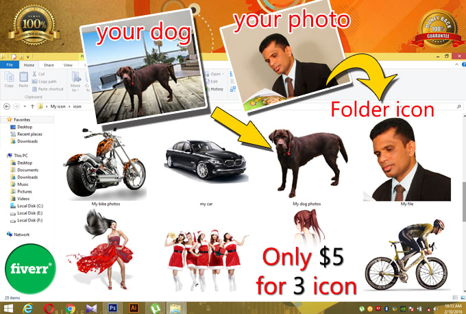I will design icon for folder  from your photos