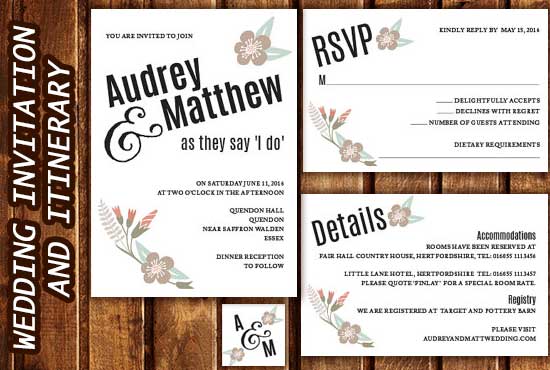 I will design invitations and itinerary for you