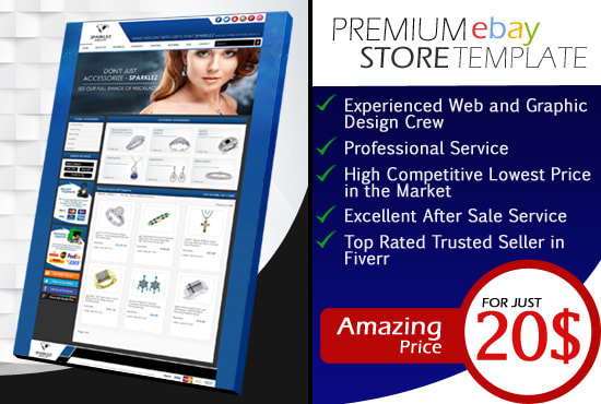 I will design professional complete ebay store template