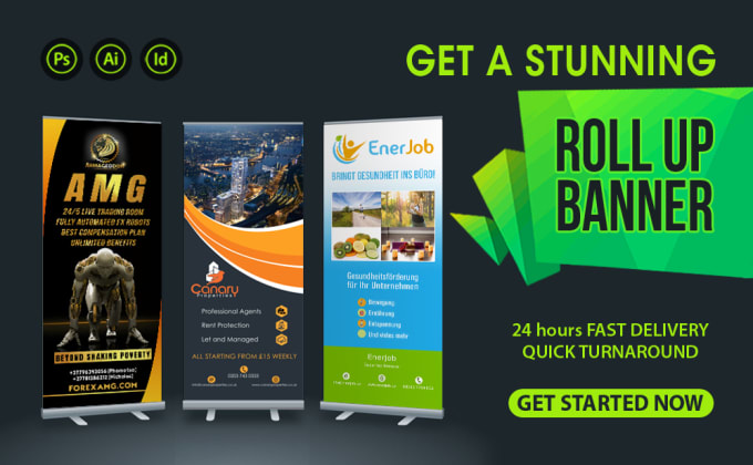 I will design roll up banner, event x stand banner, retractable banner with pro service