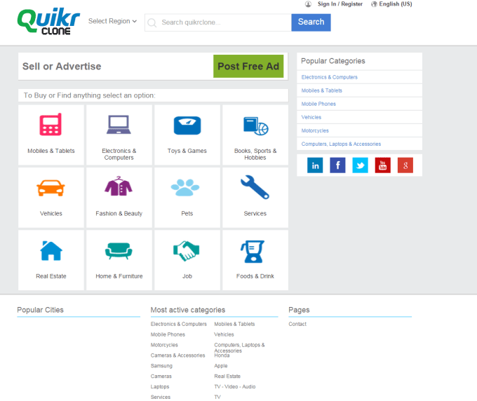 I will develop classified website like quikr for you