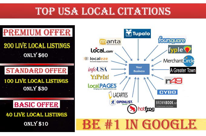 I will do top 200 local citations for USA local listings