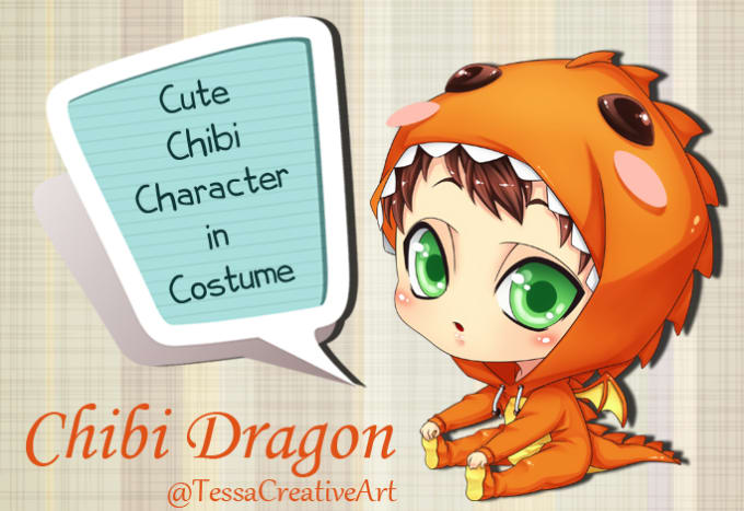 I will draw you with cute monster costume chibi style
