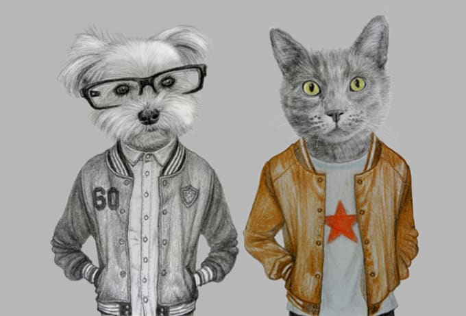 I will draw your pet in jacket