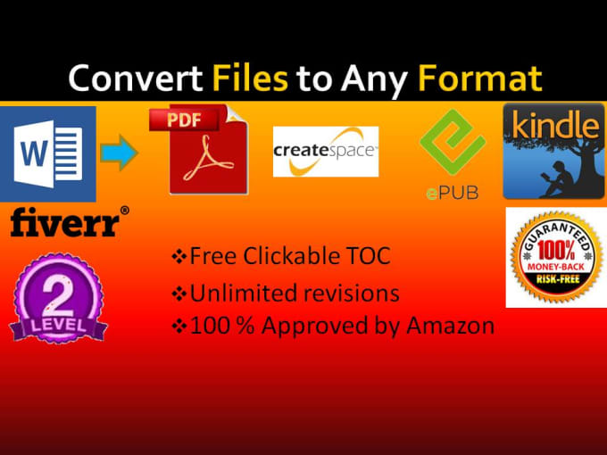 I will format and convert to kindle,ebook,pdf,printbook,createspace