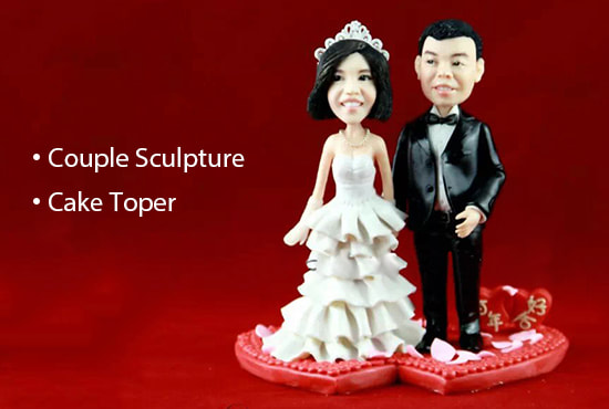 I will handmade sculpt customized cake topper for wedding