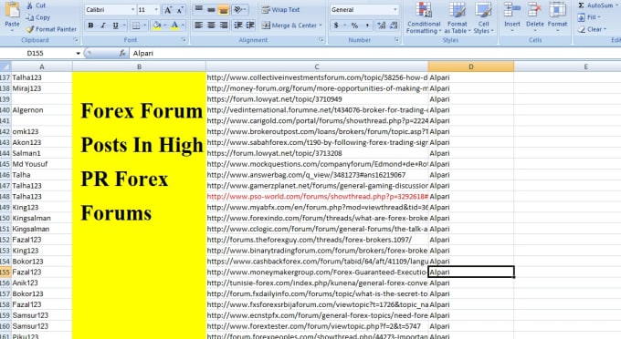 I will make 11 forex forum posts in high PR forex forums with links