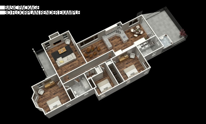 I will make 3d interior from your floorplan