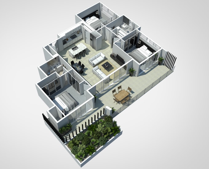 I will make a 3d render of your interior, exterior, 3d floor plan