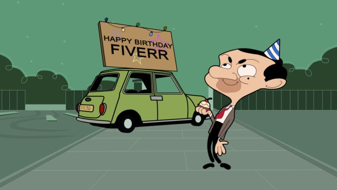 I will make a funny Mr Bean dance Happy Birthday cartoon