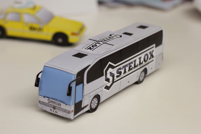I will make a papercraft bus with your logo or image on it