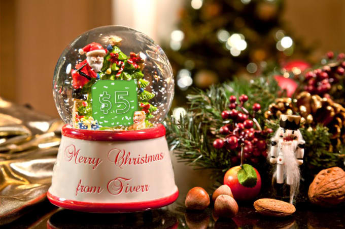 I will place your logo or image and text on Christmas Snow Globe