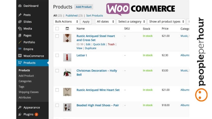 I will products on added woocommerce
