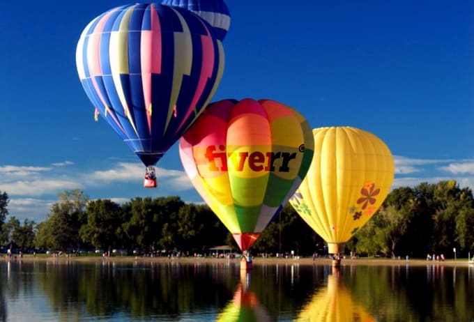 I will put your logo or text on colorful hot air balloon
