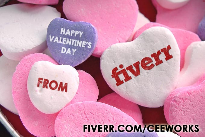 I will put your logo or text on Valentine heart candy