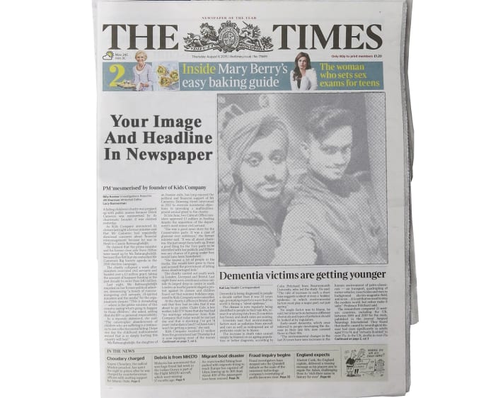I will put your photo with headline in newspaper