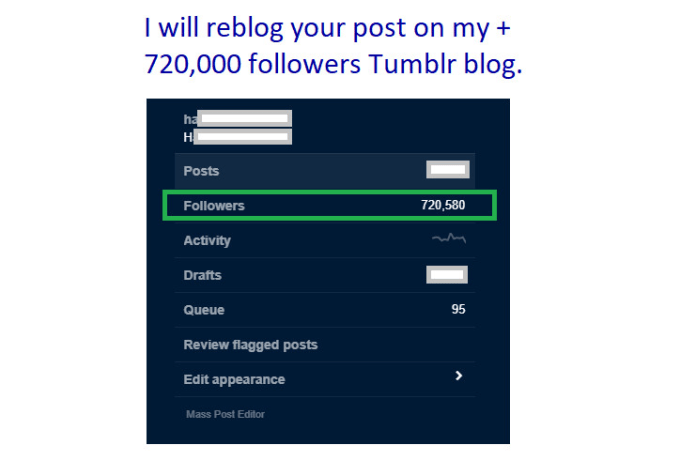 I will reblog and promote your content to 720,000 tumblr followers