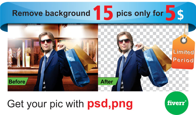 I will remove background of 15 pics