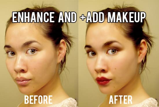 I will retouch your face with photoshop and add makeup up to 5 pics