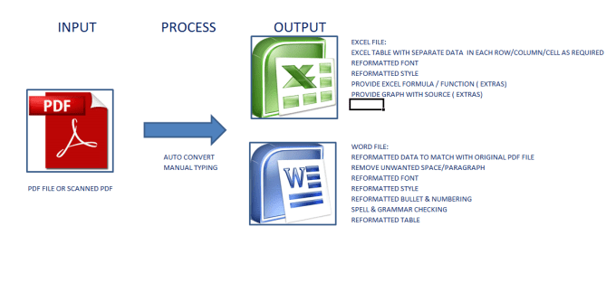 I will retyping or convert pdf doc into editable excel word file