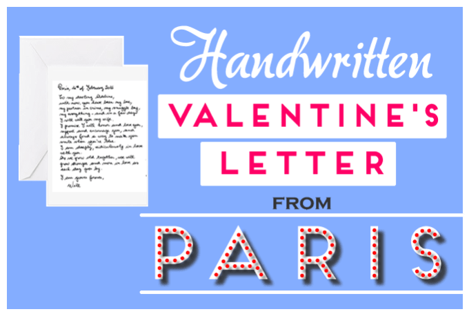 I will send a handwritten romantic valentine letter from paris