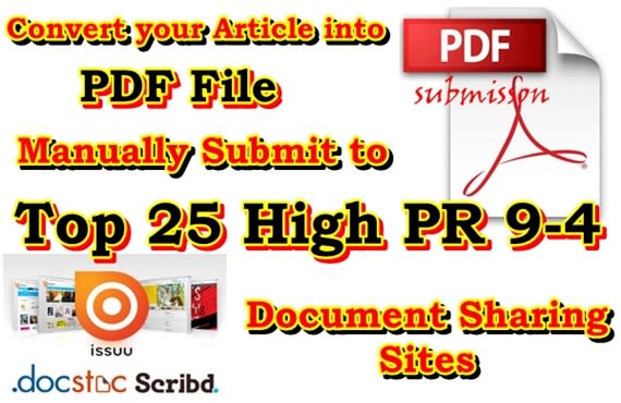 I will submit Your PDF file in 20 High pr pdf sharing websites