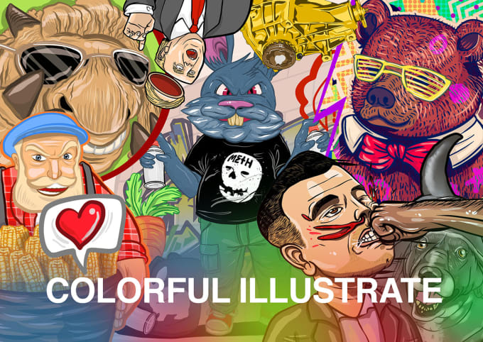 I will work colorful amazing illustrate