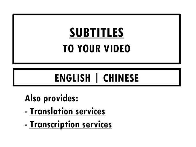 I will add English or Chinese subtitles to your video